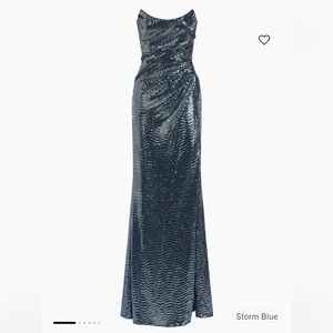 TheiaSkye Draped Strapless Gownstorm blue, 6